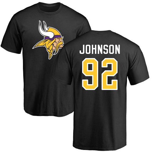 NFL Nike Minnesota Vikings #92 Tom Johnson Black Name & Number Logo T-Shirt