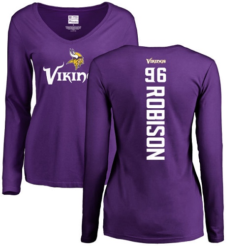 NFL Women's Nike Minnesota Vikings #96 Brian Robison Purple Backer Slim Fit Long Sleeve T-Shirt