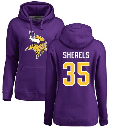 NFL Women's Nike Minnesota Vikings #35 Marcus Sherels Purple Name & Number Logo Pullover Hoodie