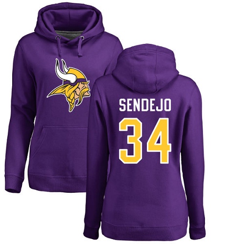 NFL Women's Nike Minnesota Vikings #34 Andrew Sendejo Purple Name & Number Logo Pullover Hoodie