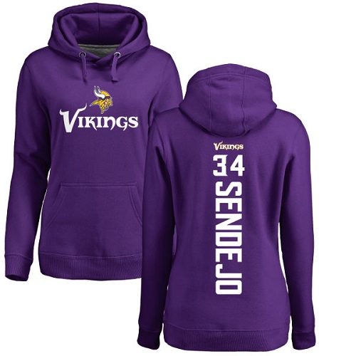 NFL Women's Nike Minnesota Vikings #34 Andrew Sendejo Purple Backer Pullover Hoodie