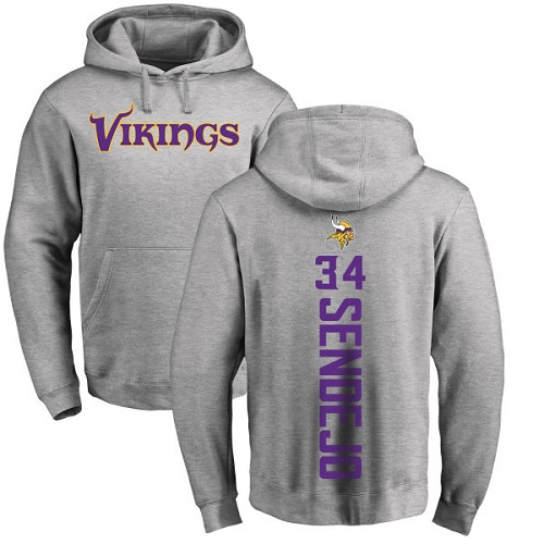 NFL Nike Minnesota Vikings #34 Andrew Sendejo Ash Backer Pullover Hoodie