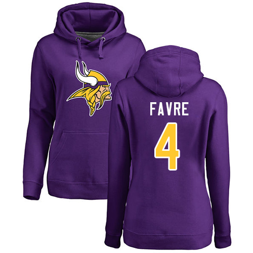 NFL Women's Nike Minnesota Vikings #4 Brett Favre Purple Name & Number Logo Pullover Hoodie