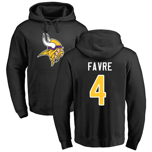 NFL Nike Minnesota Vikings #4 Brett Favre Black Name & Number Logo Pullover Hoodie
