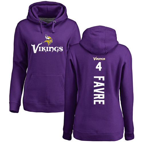 NFL Women's Nike Minnesota Vikings #4 Brett Favre Purple Backer Pullover Hoodie