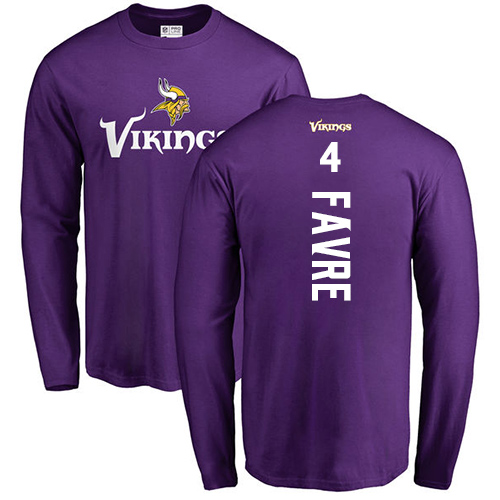 NFL Nike Minnesota Vikings #4 Brett Favre Purple Backer Long Sleeve T-Shirt