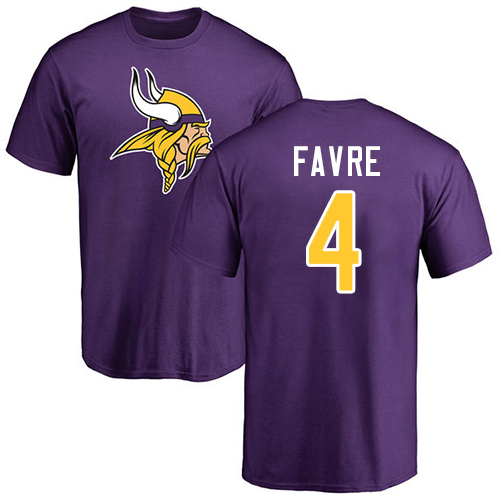 NFL Nike Minnesota Vikings #4 Brett Favre Purple Name & Number Logo T-Shirt