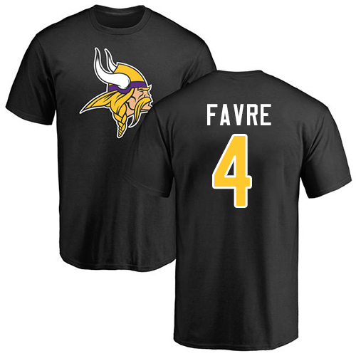 NFL Nike Minnesota Vikings #4 Brett Favre Black Name & Number Logo T-Shirt