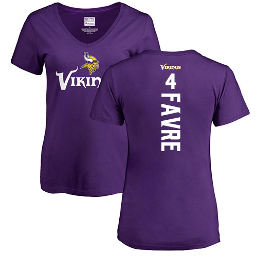 NFL Women's Nike Minnesota Vikings #4 Brett Favre Purple Backer Slim Fit T-Shirt