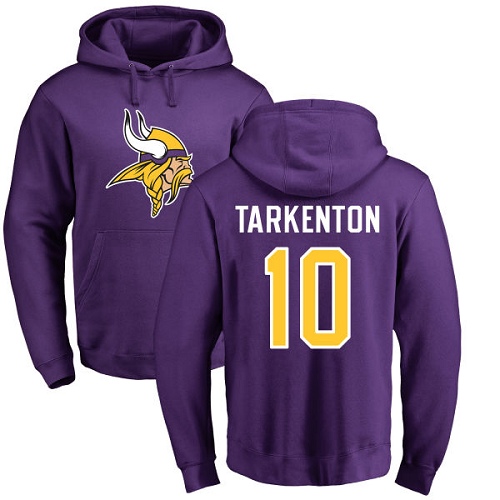 NFL Nike Minnesota Vikings #10 Fran Tarkenton Purple Name & Number Logo Pullover Hoodie
