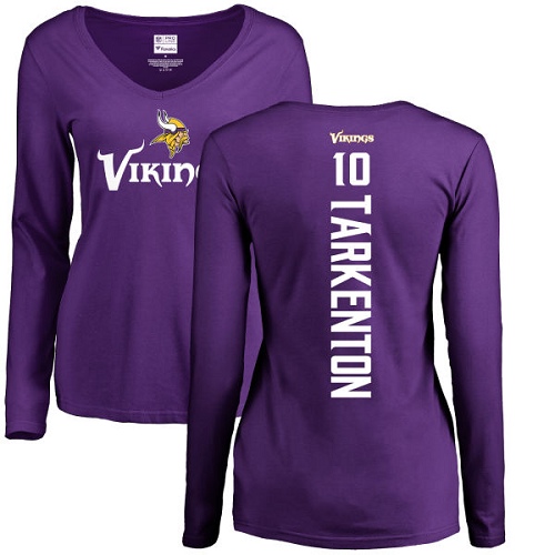 NFL Women's Nike Minnesota Vikings #10 Fran Tarkenton Purple Backer Slim Fit Long Sleeve T-Shirt