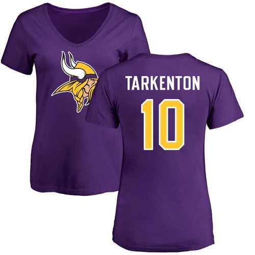 NFL Women's Nike Minnesota Vikings #10 Fran Tarkenton Purple Name & Number Logo Slim Fit T-Shirt