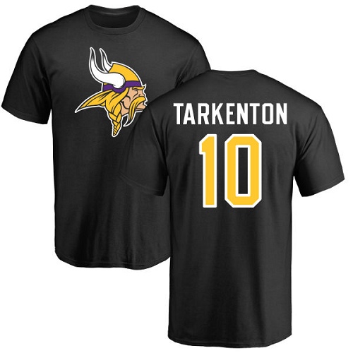NFL Nike Minnesota Vikings #10 Fran Tarkenton Black Name & Number Logo T-Shirt