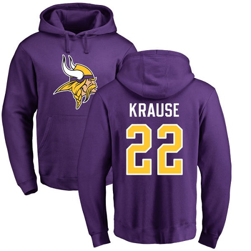NFL Nike Minnesota Vikings #22 Paul Krause Purple Name & Number Logo Pullover Hoodie