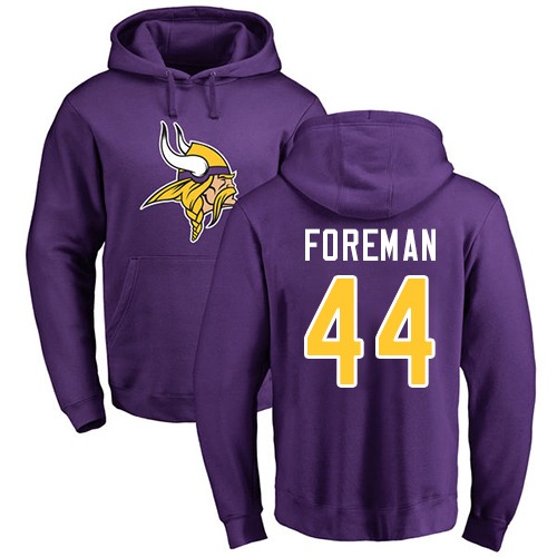 NFL Nike Minnesota Vikings #44 Chuck Foreman Purple Name & Number Logo Pullover Hoodie