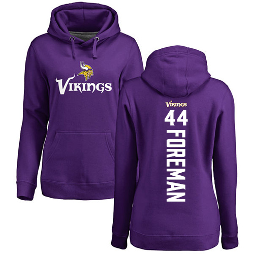 NFL Women's Nike Minnesota Vikings #44 Chuck Foreman Purple Backer Pullover Hoodie