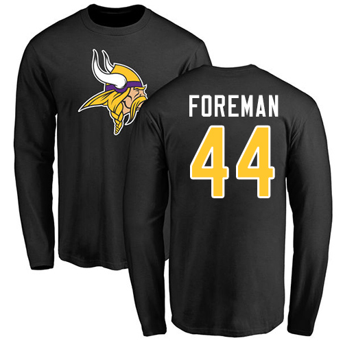 NFL Nike Minnesota Vikings #44 Chuck Foreman Black Name & Number Logo Long Sleeve T-Shirt