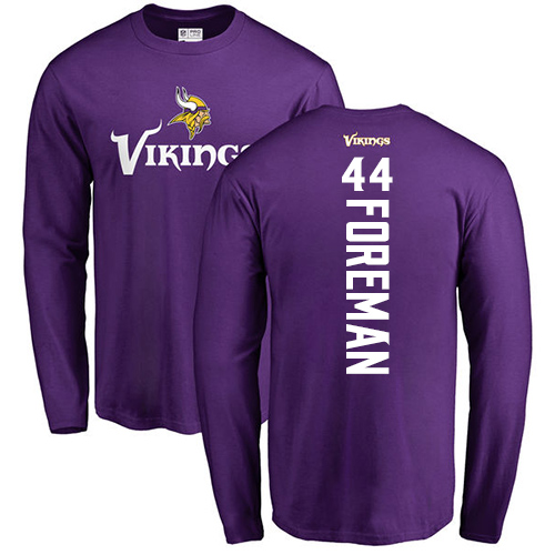 NFL Nike Minnesota Vikings #44 Chuck Foreman Purple Backer Long Sleeve T-Shirt