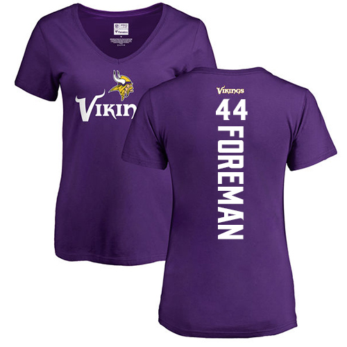 NFL Women's Nike Minnesota Vikings #44 Chuck Foreman Purple Backer Slim Fit T-Shirt