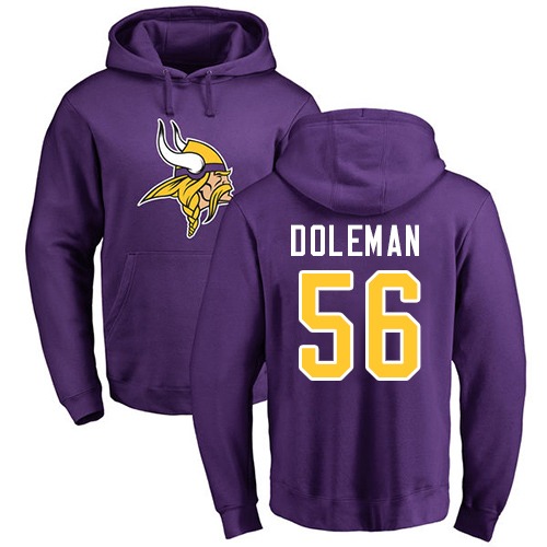 NFL Nike Minnesota Vikings #56 Chris Doleman Purple Name & Number Logo Pullover Hoodie