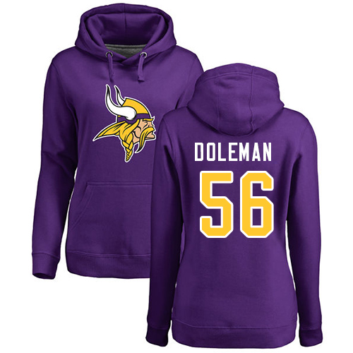 NFL Women's Nike Minnesota Vikings #56 Chris Doleman Purple Name & Number Logo Pullover Hoodie
