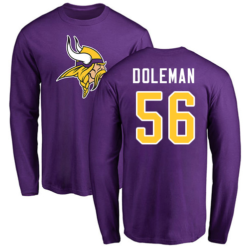 NFL Nike Minnesota Vikings #56 Chris Doleman Purple Name & Number Logo Long Sleeve T-Shirt