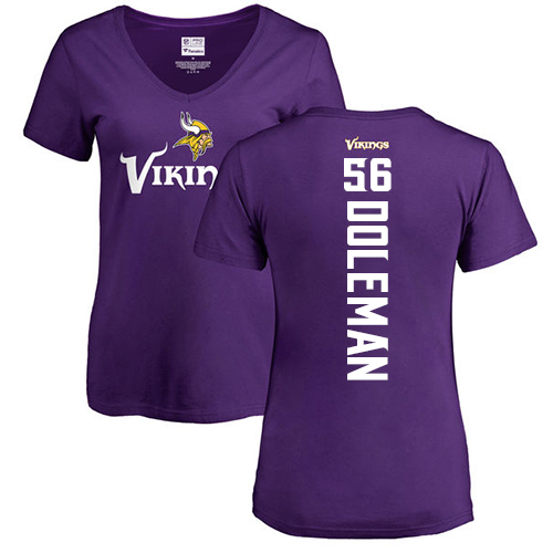 NFL Women's Nike Minnesota Vikings #56 Chris Doleman Purple Backer Slim Fit T-Shirt