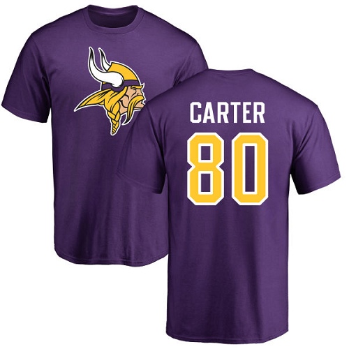 NFL Nike Minnesota Vikings #80 Cris Carter Purple Name & Number Logo T-Shirt