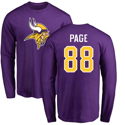 NFL Nike Minnesota Vikings #88 Alan Page Purple Name & Number Logo Long Sleeve T-Shirt
