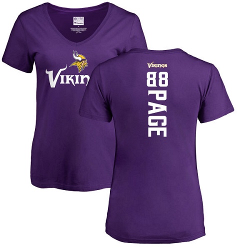 NFL Women's Nike Minnesota Vikings #88 Alan Page Purple Backer Slim Fit T-Shirt