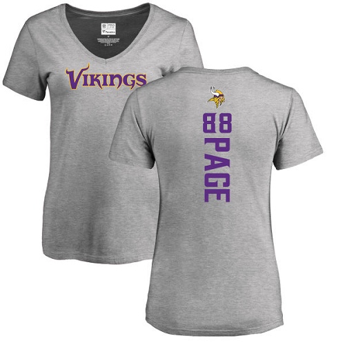 NFL Women's Nike Minnesota Vikings #88 Alan Page Ash Backer V-Neck T-Shirt