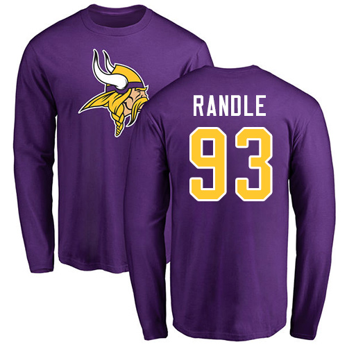 NFL Nike Minnesota Vikings #93 John Randle Purple Name & Number Logo Long Sleeve T-Shirt