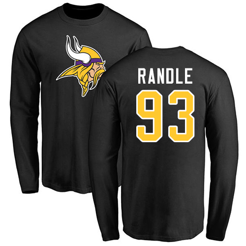 NFL Nike Minnesota Vikings #93 John Randle Black Name & Number Logo Long Sleeve T-Shirt
