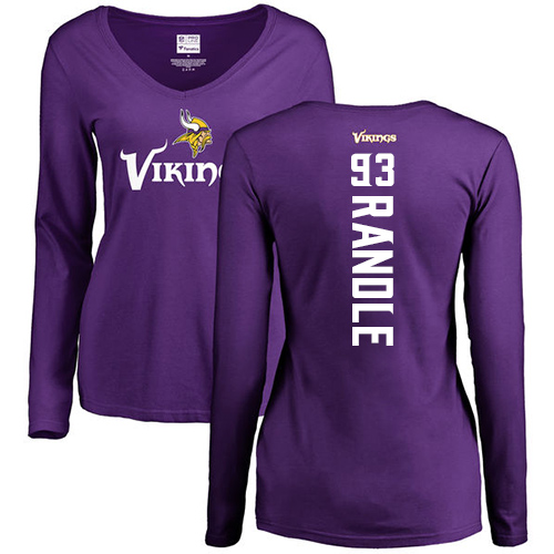 NFL Women's Nike Minnesota Vikings #93 John Randle Purple Backer Slim Fit Long Sleeve T-Shirt
