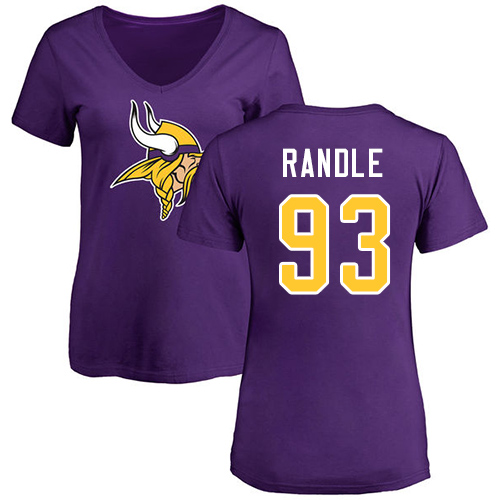 NFL Women's Nike Minnesota Vikings #93 John Randle Purple Name & Number Logo Slim Fit T-Shirt