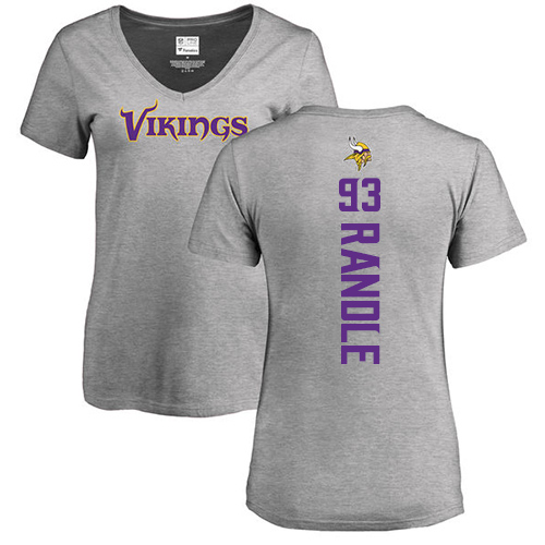 NFL Women's Nike Minnesota Vikings #93 John Randle Ash Backer V-Neck T-Shirt