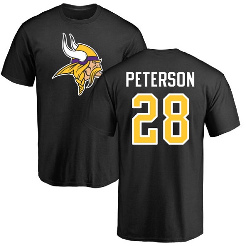 NFL Nike Minnesota Vikings #28 Adrian Peterson Black Name & Number Logo T-Shirt