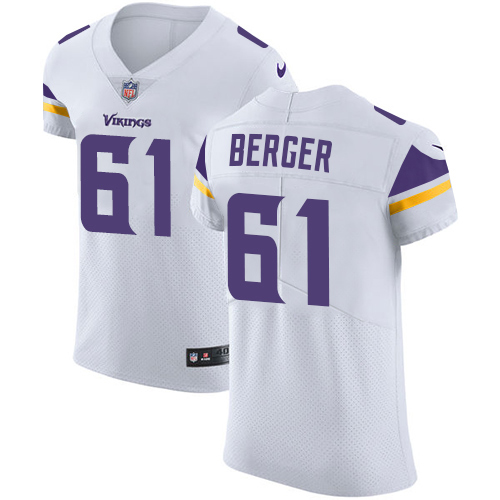 Men's Nike Minnesota Vikings #61 Joe Berger White Vapor Untouchable Elite Player NFL Jersey