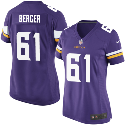 Women's Nike Minnesota Vikings #61 Joe Berger Game Purple Team Color NFL Jersey