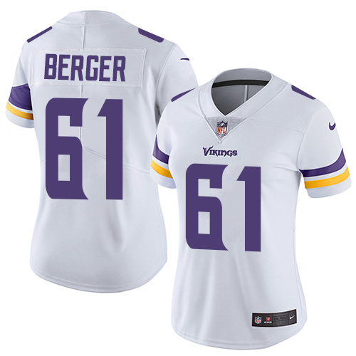 Women's Nike Minnesota Vikings #61 Joe Berger White Vapor Untouchable Elite Player NFL Jersey