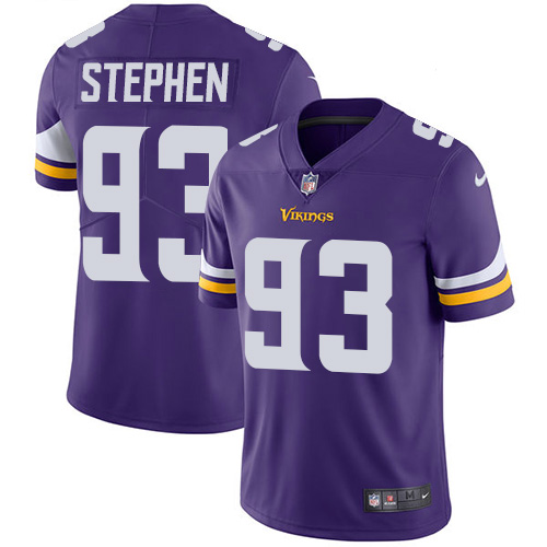Men's Nike Minnesota Vikings #93 Shamar Stephen Purple Team Color Vapor Untouchable Limited Player NFL Jersey