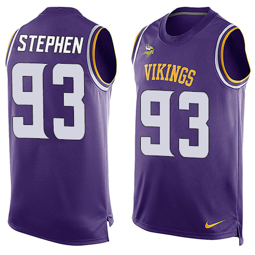 Men's Nike Minnesota Vikings #93 Shamar Stephen Limited Purple Player Name & Number Tank Top NFL Jersey