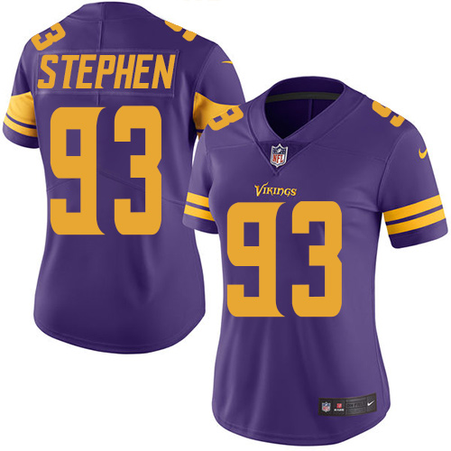Women's Nike Minnesota Vikings #93 Shamar Stephen Elite Purple Rush Vapor Untouchable NFL Jersey