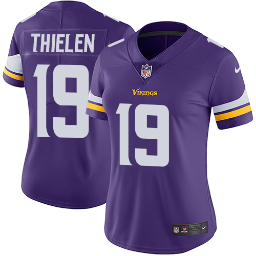 Women's Nike Minnesota Vikings #19 Adam Thielen Purple Team Color Vapor Untouchable Limited Player NFL Jersey