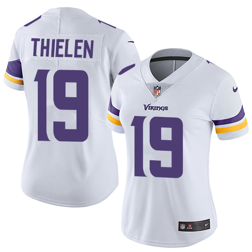 Women's Nike Minnesota Vikings #19 Adam Thielen White Vapor Untouchable Elite Player NFL Jersey