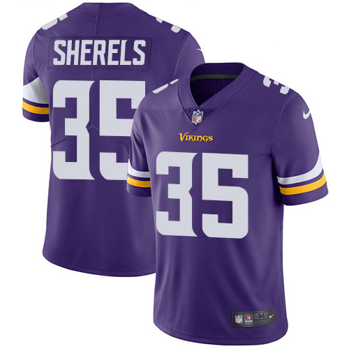 Youth Nike Minnesota Vikings #35 Marcus Sherels Purple Team Color Vapor Untouchable Limited Player NFL Jersey