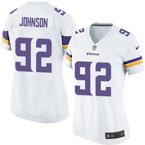 Women's Nike Minnesota Vikings #92 Tom Johnson White Vapor Untouchable Elite Player NFL Jersey