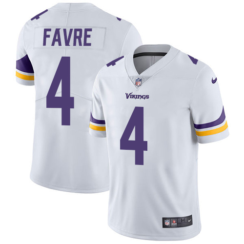Men's Nike Minnesota Vikings #4 Brett Favre White Vapor Untouchable Limited Player NFL Jersey