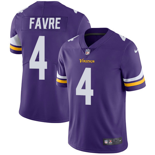 Youth Nike Minnesota Vikings #4 Brett Favre Purple Team Color Vapor Untouchable Limited Player NFL Jersey