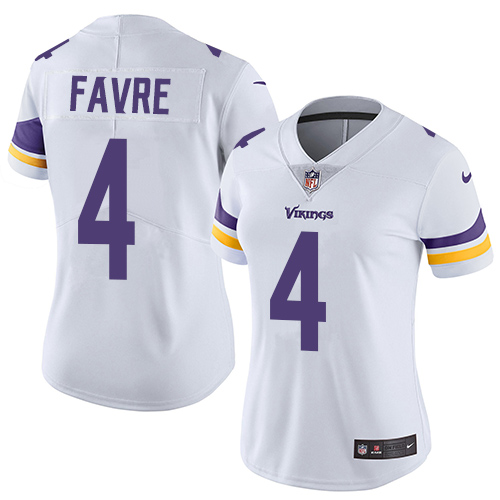 Women's Nike Minnesota Vikings #4 Brett Favre White Vapor Untouchable Elite Player NFL Jersey